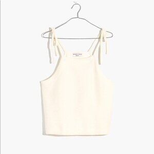 New NWOT Madewell Sz XXS Ivory Jacquard Sleeveless Tie-Shoulder Tank Top